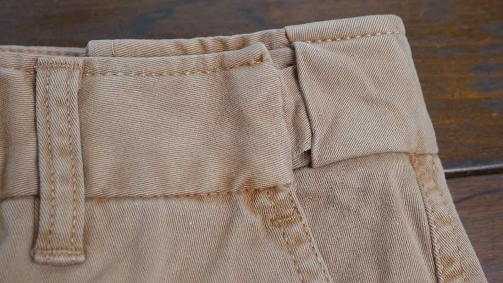 closeup of hidden stretch waist waistband