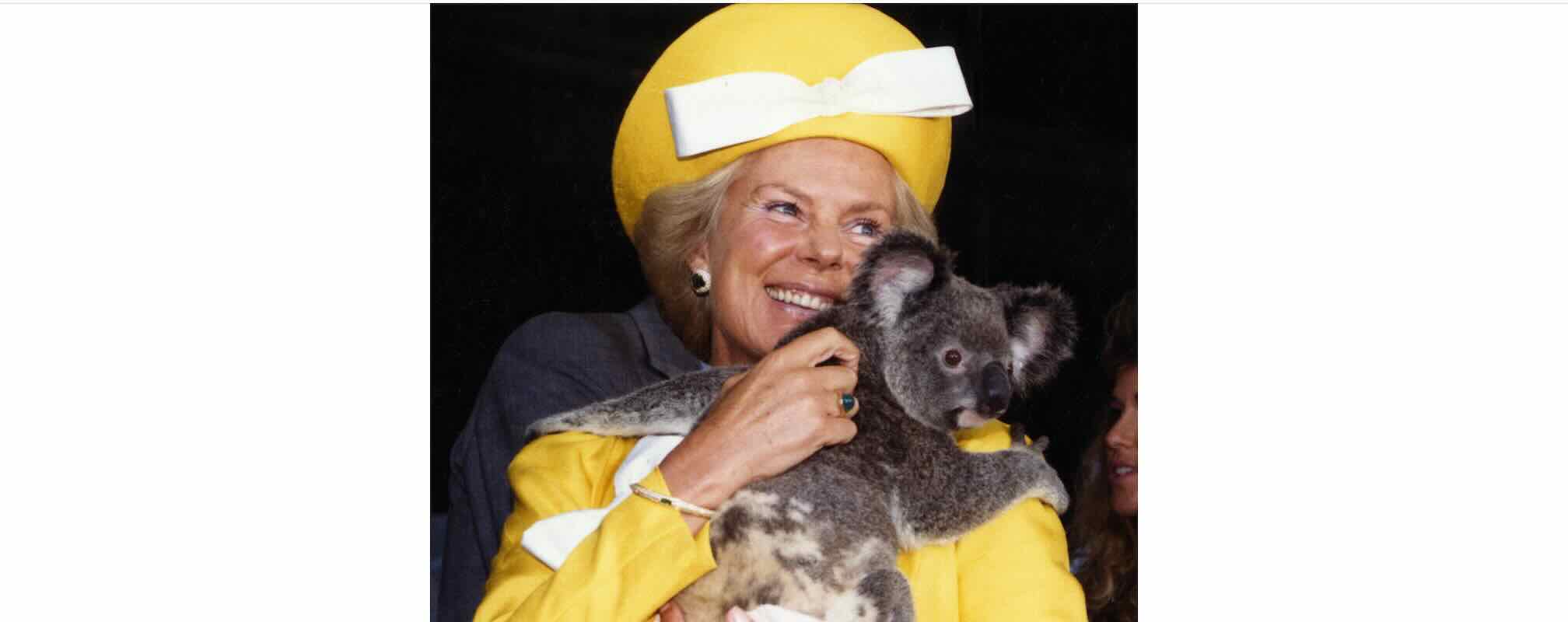Duchess of Kent in Australia with koala bear