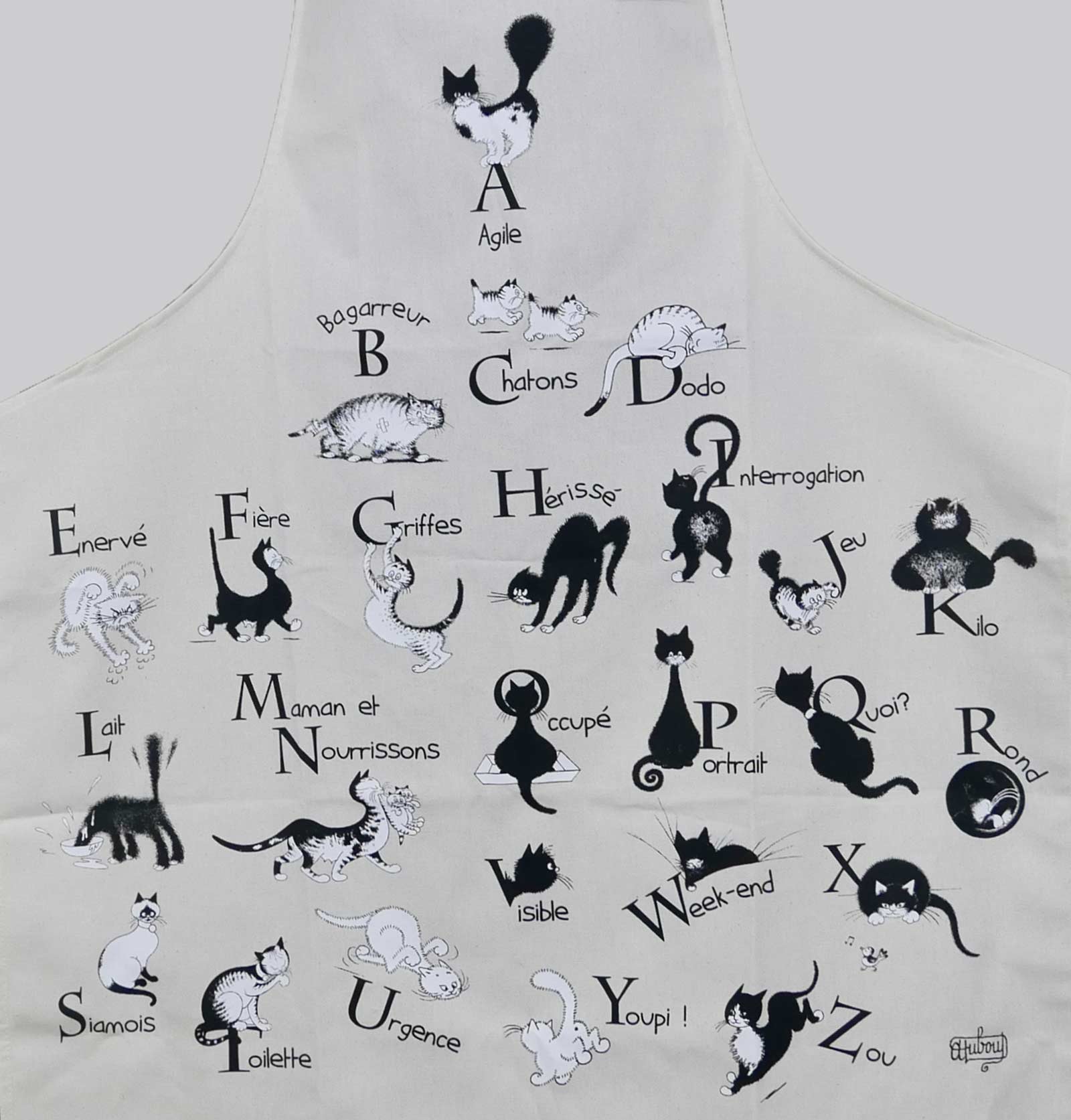  French cat alphabet apron