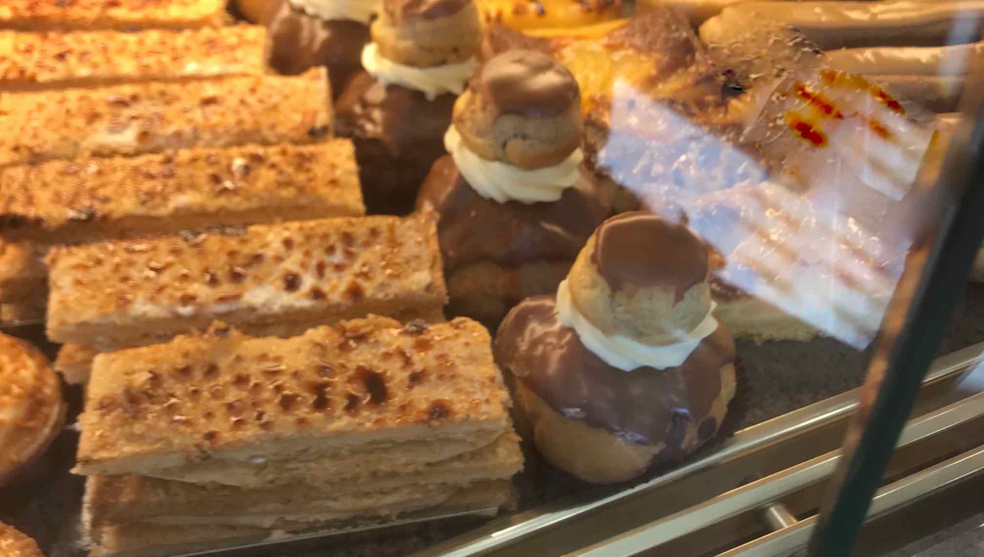 French pastry in display case