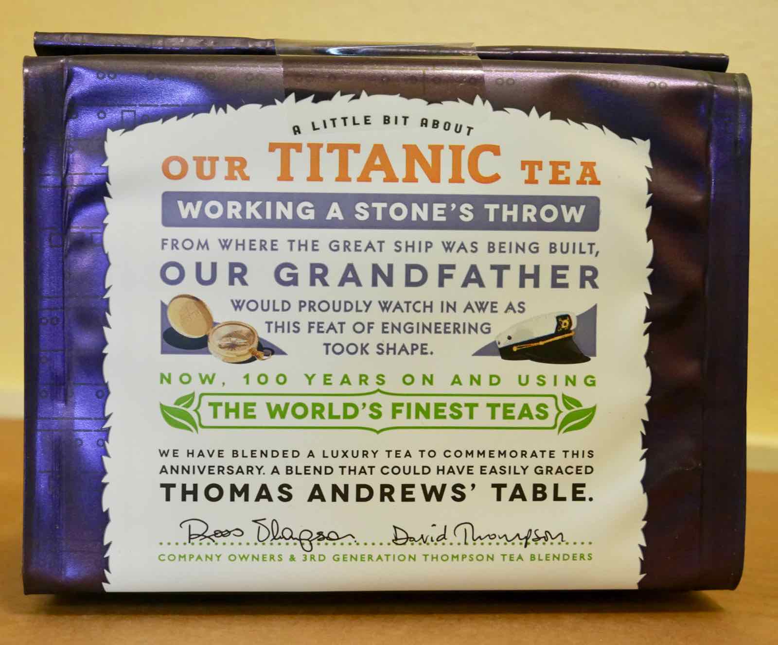 Titanic Tea package back